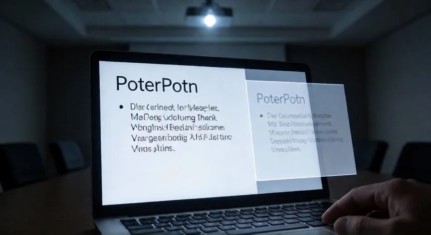 en powerpoint qué función permite agregar efectos de transición entre diapositivas, Presentación de PowerPoint en modo pantalla completa mostrando un efecto de transición entre diapositivas