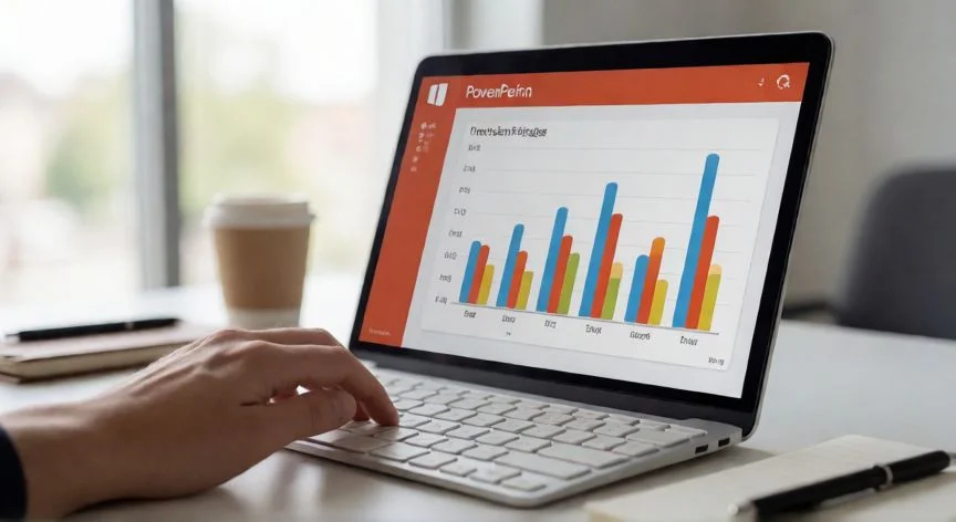 en powerpoint se pueden hacer graficas, Pantalla de PowerPoint mostrando la inserción de una gráfica de columnas con datos de ventas