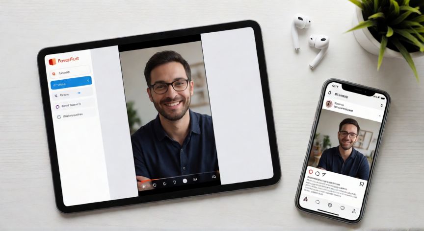 en powerpoint se pueden hacer videos, Exportación de vídeo vertical desde PowerPoint hacia redes sociales vista cenital