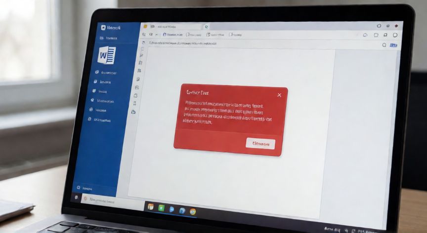 en word aparece error de activacion de productos, Pantalla de Microsoft Word mostrando un error de activación de productos en rojo