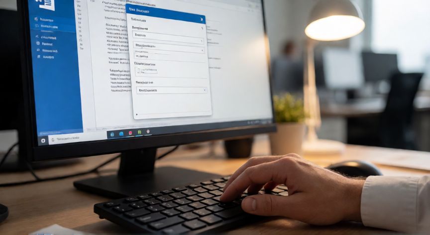 en word buscar y reemplazar, Pantalla de Word con el cuadro de diálogo Buscar y Reemplazar abierto mostrando los campos Buscar y Reemplazar con en español