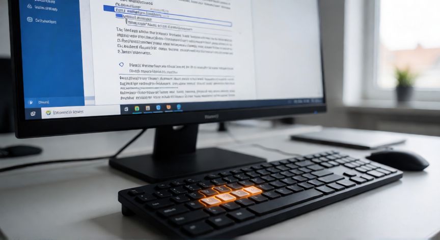 en word cambiar de mayusculas a minusculas, Pantalla de Word con texto seleccionado y teclado mostrando las teclas Shift y F3 para cambiar mayúsculas a minúsculas