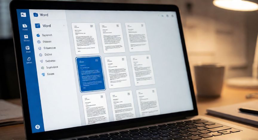 en word como borrar una pagina, Panel de miniaturas de Word con una página seleccionada lista para ser eliminada