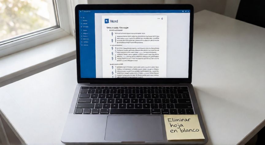 en word como eliminar una hoja en blanco, Documento Word con marcas de formato visibles mostrando un salto de página en español