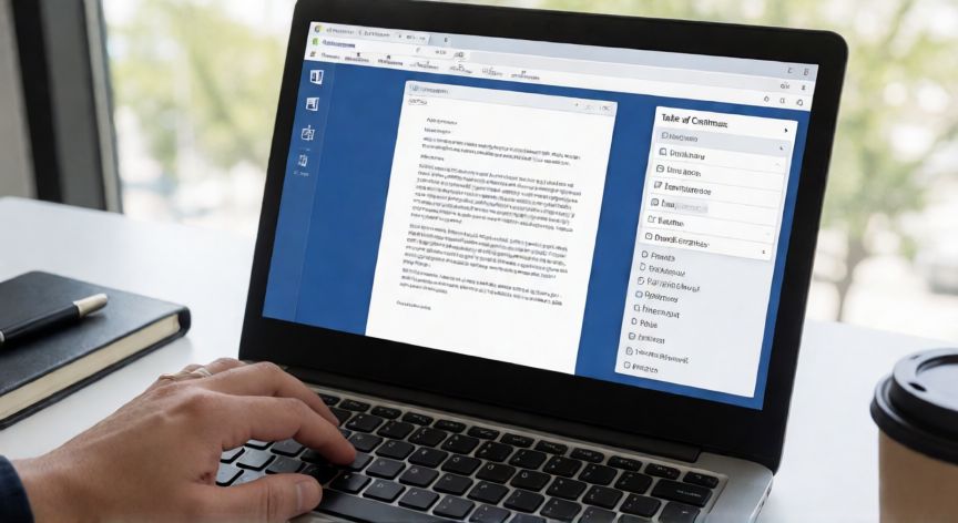 en word como hacer un indice, Pantalla de Word con el menú de Tabla de contenido abierto en la pestaña Referencias