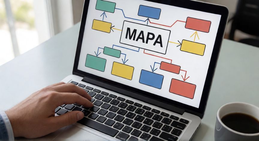 en word como hacer un mapa conceptual, Persona creando un mapa conceptual en Word sobre una laptop
