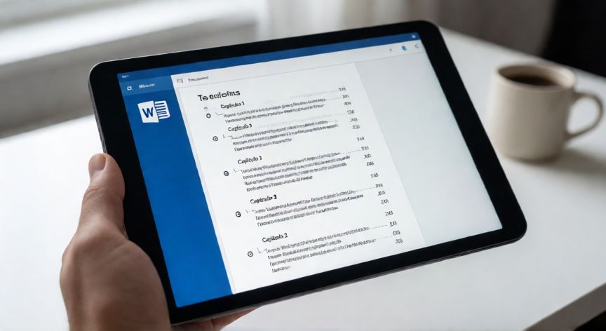 en word como hacer una tabla de contenido, Documento de Word con tabla de contenido automática visible en pantalla