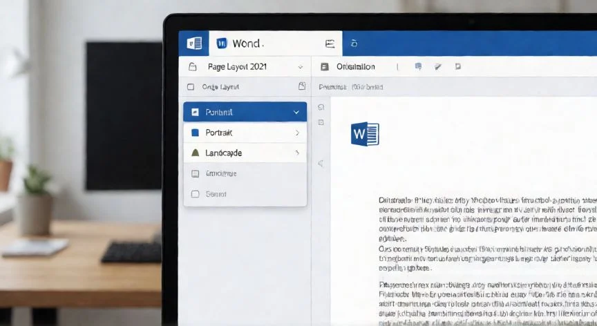 Vista de Microsoft Word con el menú de orientación desplegado mostrando la opción Horizontal seleccionada