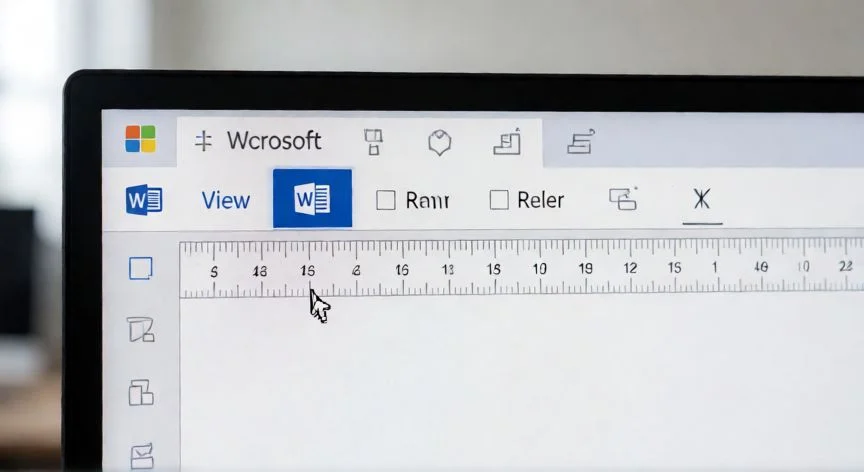 Captura de la pestaña Vista en Word con la casilla Regla marcada y la regla horizontal visible sobre el documento