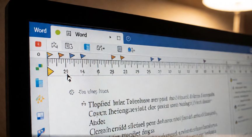 en word como ver la regla, Regla horizontal de Word con marcadores de sangría y tabulación siendo arrastrados con el ratón