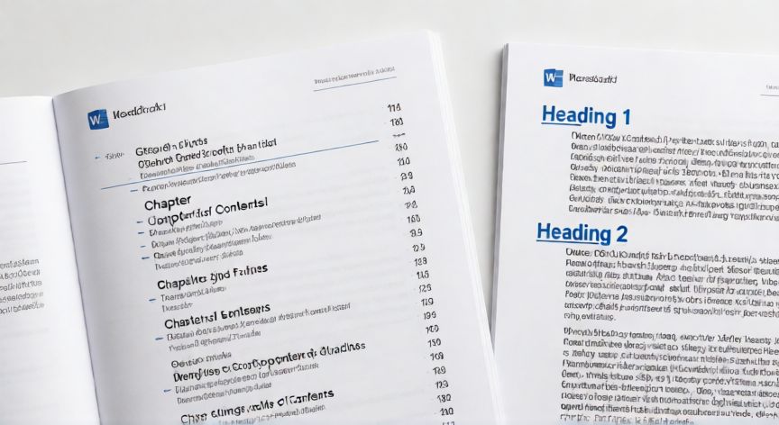 en word insertar indice, Documento Word con índice automático generado y títulos con estilos Heading aplicados
