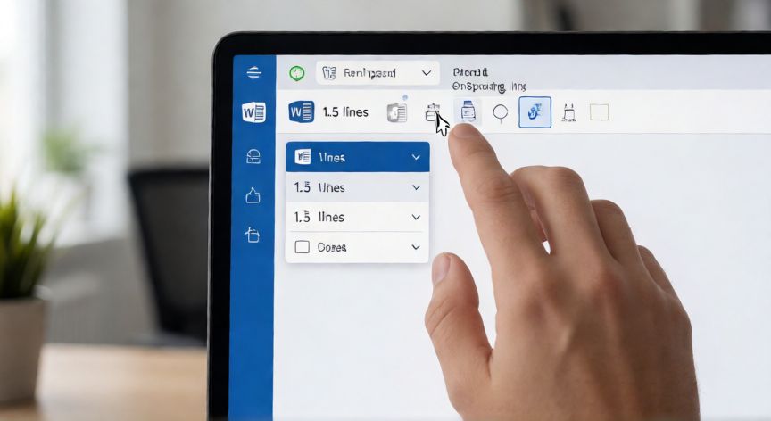 en word interlineado 1.5, Captura de la pestaña Inicio de Word mostrando el icono de interlineado seleccionado en 1,5 líneas
