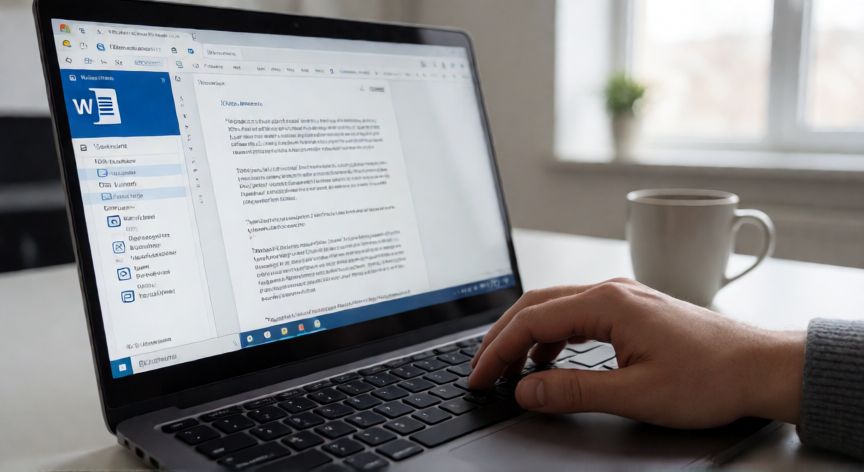 en word la tabla de contenido, Persona insertando una tabla de contenido en Microsoft Word desde la pestaña Referencias