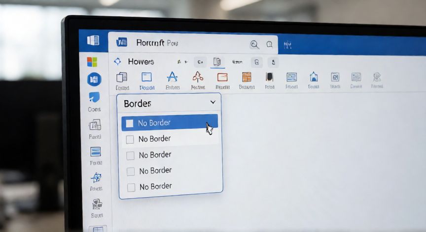 en word me sale una linea horizontal que no puedo quitar, Menú de bordes en Word para quitar el borde inferior de un párrafo