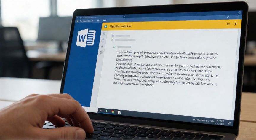 en word no puedo escribir, Pantalla de Word con barra de Visión Protegida activa y cursor sin poder escribir