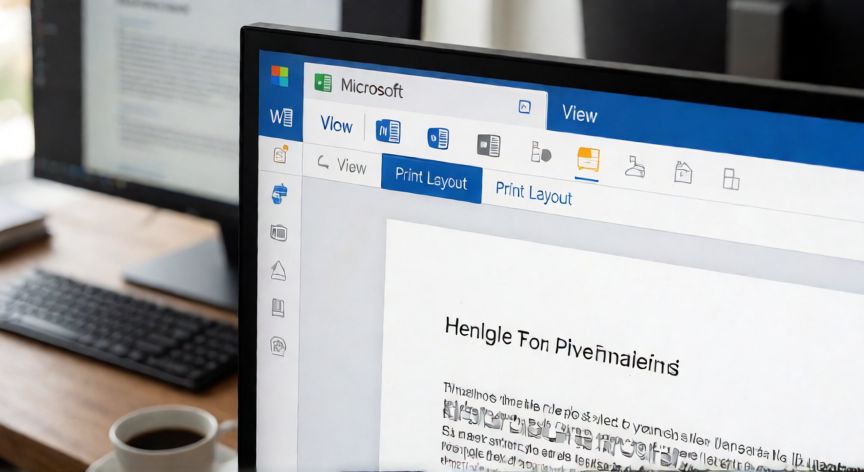 en word no se ve el encabezado, Pestaña Vista de Word con la opción Diseño de impresión seleccionada para mostrar el encabezado