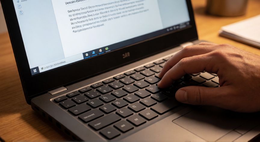 en word pasar de minusculas a mayusculas, Manos usando el atajo Shift + F3 en el teclado para cambiar a mayúsculas en Word