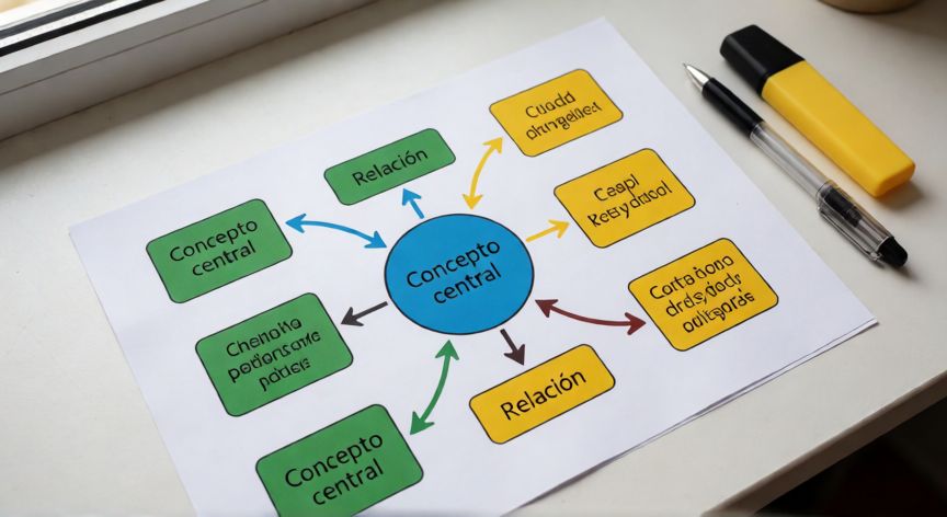 en word puedo hacer un mapa conceptual, Mapa conceptual impreso en Word con nodos de colores y conectores etiquetados
