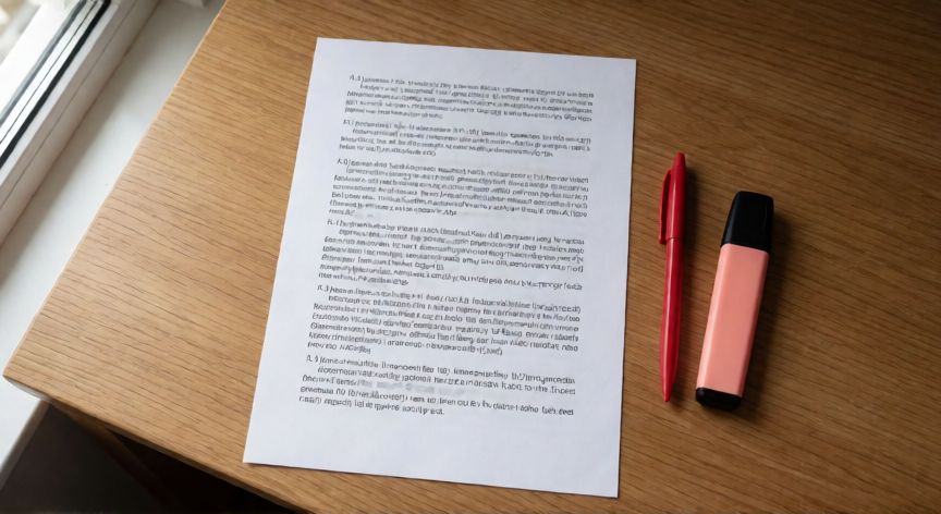 en word que es el interlineado, Documento impreso con interlineado 1,5 sobre escritorio de madera