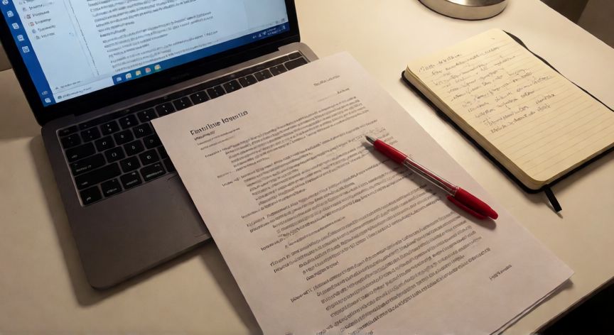en word que es sangria, Documento impreso con sangría de primera línea visible junto a una portátil mostrando el editor de Word