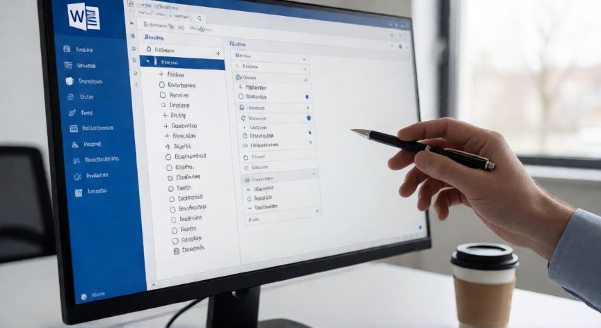 en word que significa pda, Pantalla de opciones de complementos en Microsoft Word con el puntero señalando
