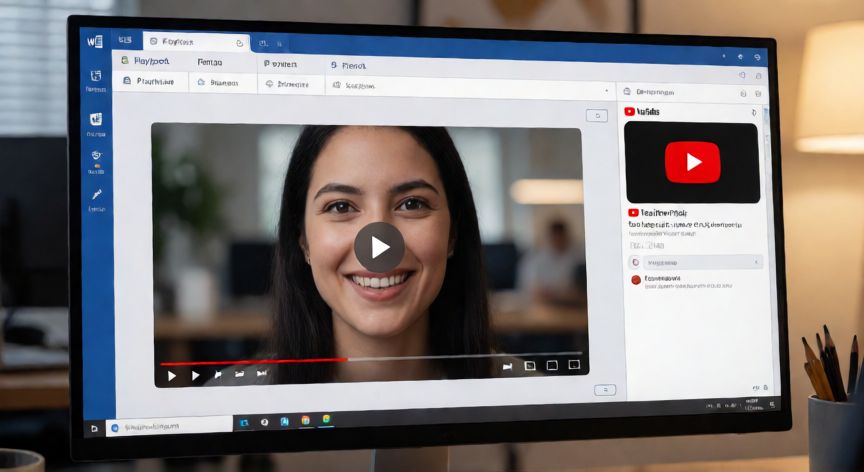 en word se puede poner videos, Documento de Word con un video embebido y controles de reproducción visibles