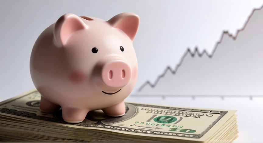es mejor ahorrar en dolares, Cerdito de alcancía sobre billetes de dólares representando el ahorro en divisa extranjera