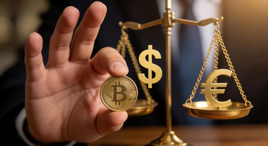 es mejor ahorrar en dolares o euros, Báscula simbólica comparando el valor del dólar y el euro en una decisión financiera