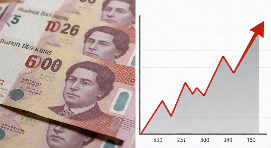es mejor ahorrar en dolares o pesos colombianos, Comparativa visual de billetes de pesos colombianos y un gráfico de crecimiento financiero