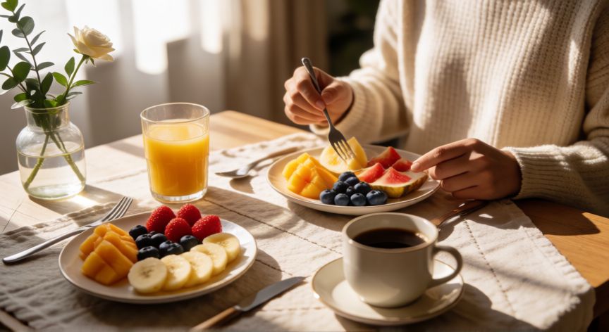 es mejor andar antes o después de desayunar, Desayuno ligero antes de salir a caminar