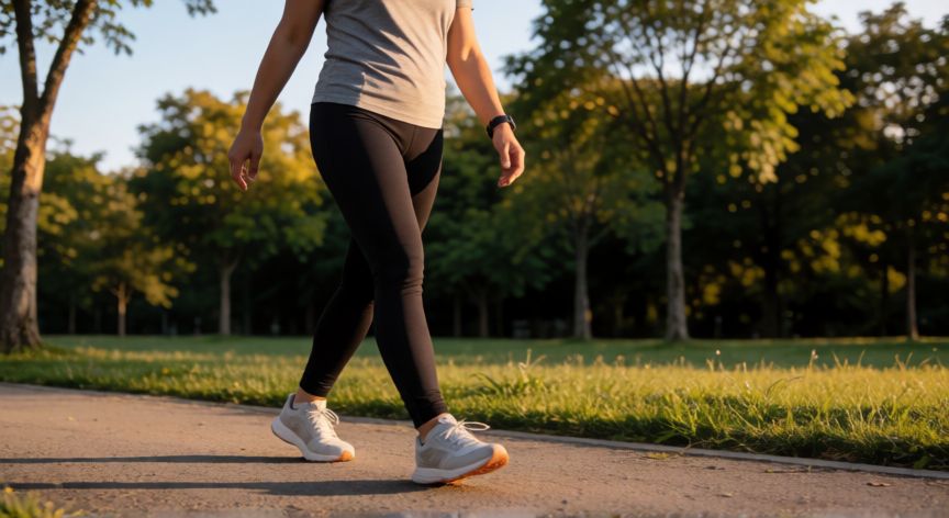 es mejor andar antes o despues de entrenar, Persona caminando al aire libre como parte de la recuperación post-entreno