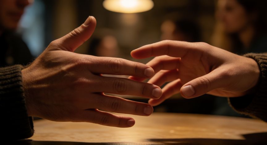 es mejor andar con locos que con falsos, Manos entrelazadas simbolizando la conexion humana y la confianza en relaciones complejas
