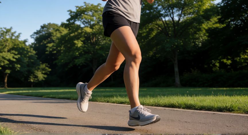 es mejor andar o eliptica, Persona caminando rápido en un parque al aire libre