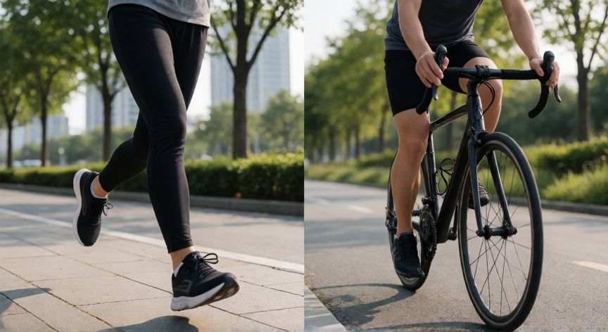 es mejor andar o hacer bicicleta, Comparativa visual entre caminar y andar en bicicleta al aire libre