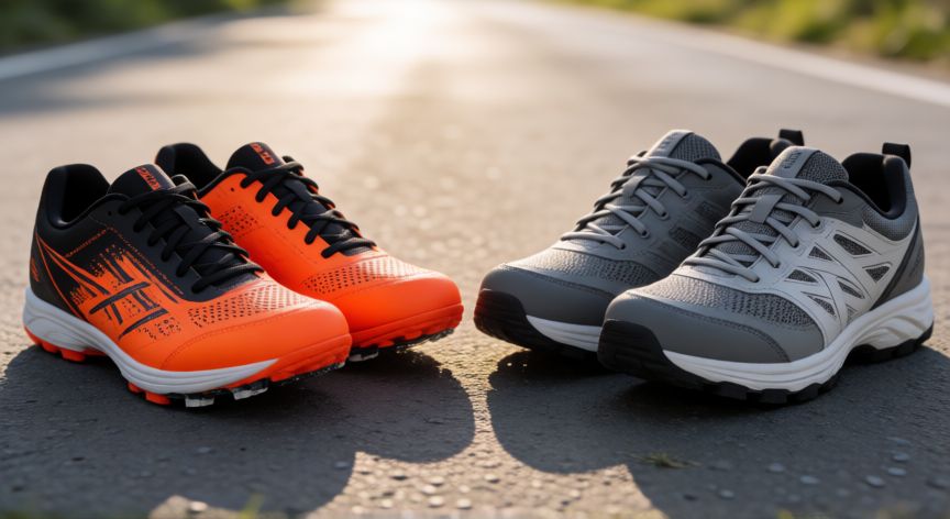 es mejor andar que correr, Zapatillas de correr y de caminar comparadas en una carretera
