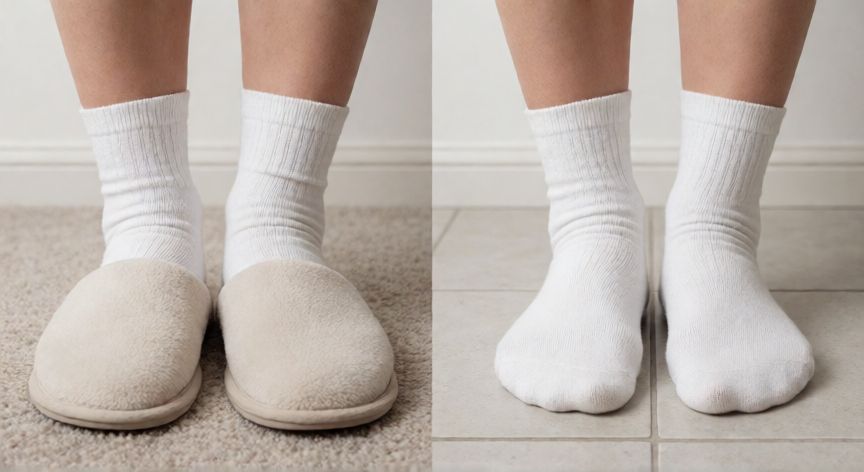 es mejor andar sin calcetines, Comparativa entre pies con calcetines y descalzos en diferentes superficies