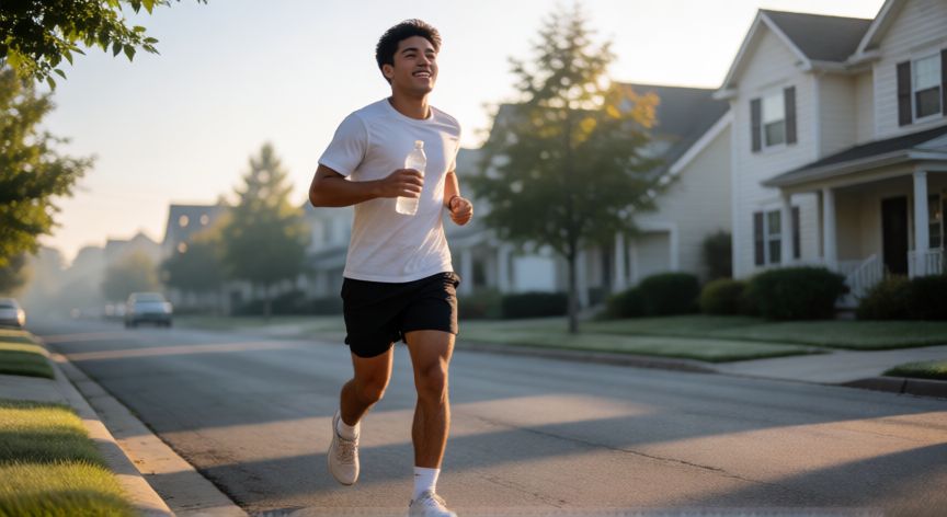 es mejor correr antes o despues de comer, Corredor saliendo a trotar por la mañana temprano antes de desayunar