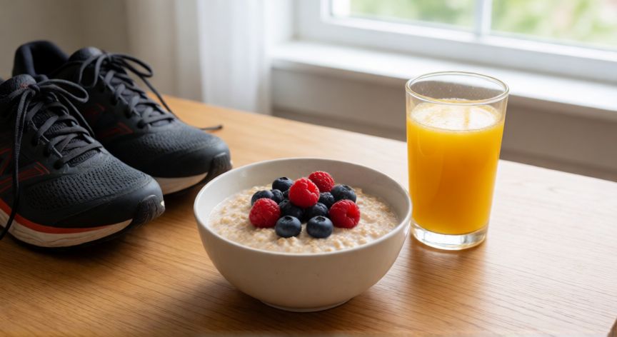es mejor correr antes o despues de comer, Desayuno ligero y saludable antes de una sesión de entrenamiento de carrera