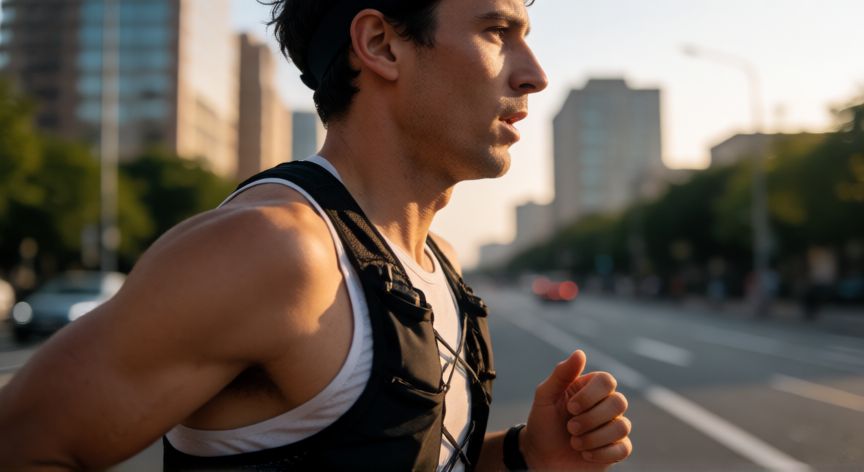 es mejor correr con la boca abierta o cerrada, Corredor con la boca ligeramente abierta durante el trote urbano