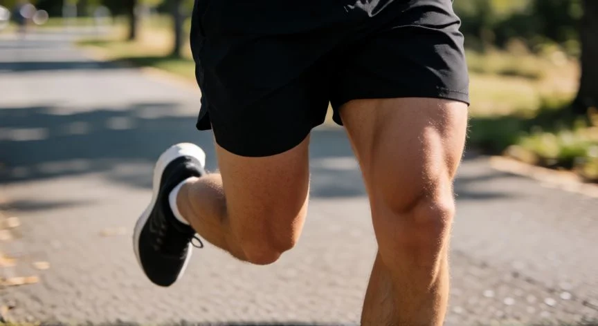 Detalle de shorts deportivos durante la carrera al aire libre