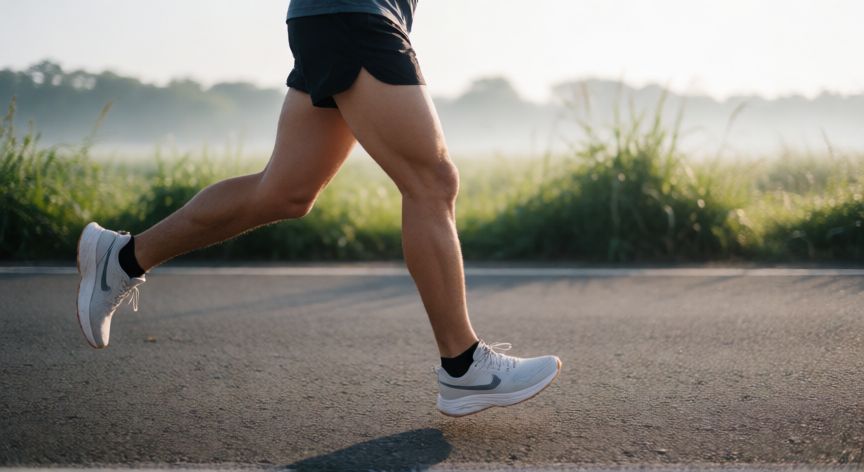 es mejor correr con zancada larga o corta, Corredor mostrando una técnica de carrera eficiente con zancada natural