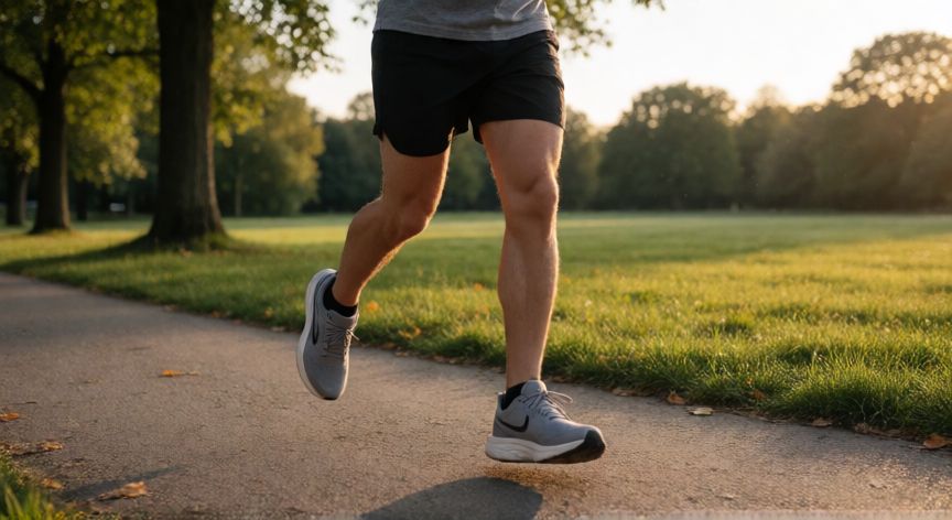 es mejor correr en zona 2 o zona 3, Corredor entrenando en zona 2 por un parque con luz dorada