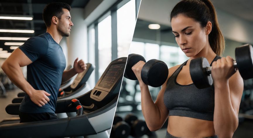 es mejor correr o hacer pesas para bajar de peso, Comparativa entre correr en cinta y hacer ejercicio de pesas en el gimnasio
