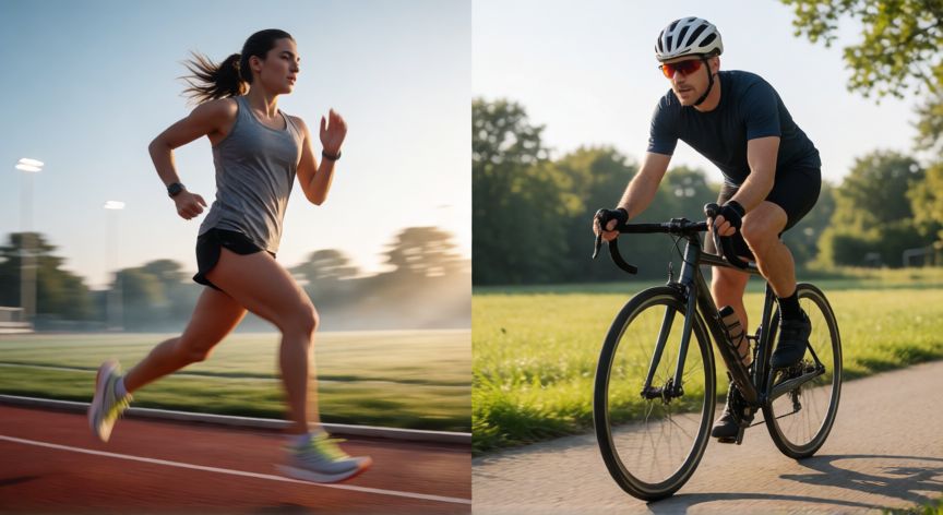 es mejor correr o montar bicicleta, Comparación entre un corredor en pista y un ciclista en ruta