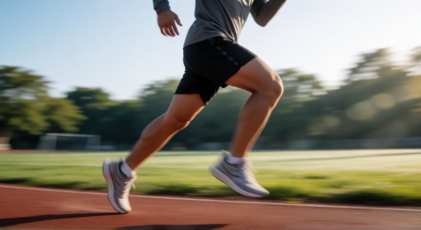 es mejor correr o subir escaleras, Persona corriendo al aire libre mostrando técnica y esfuerzo físico