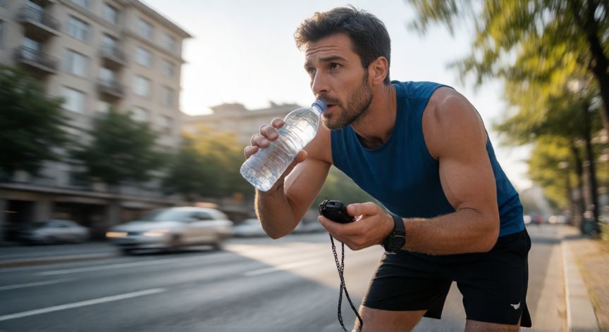 es mejor correr todos los dias o dia por medio, Corredor avanzado descansando después de una sesión intensa en la ciudad