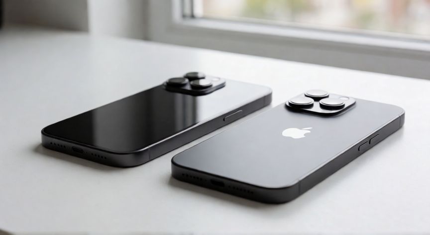 es mejor iphone 15 o 16, Comparativa visual entre iPhone 15 y iPhone 16 sobre escritorio