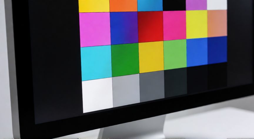 es mejor ips o qhd, Monitor IPS mostrando una carta de colores vibrante y precisa