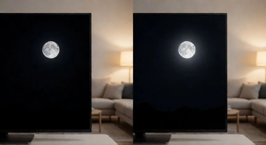 Comparación visual de contraste entre pantalla OLED y LED