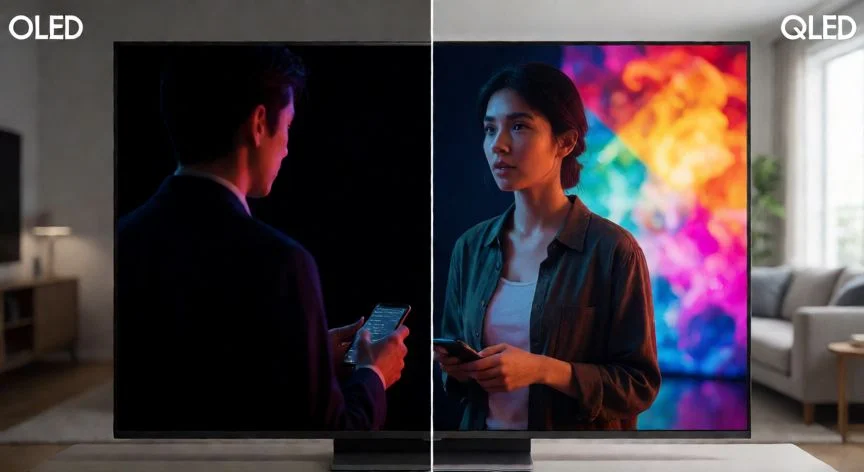 Comparativa visual de calidad de imagen entre pantallas OLED y QLED